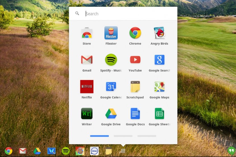 Chrome OS screenshot apps menu