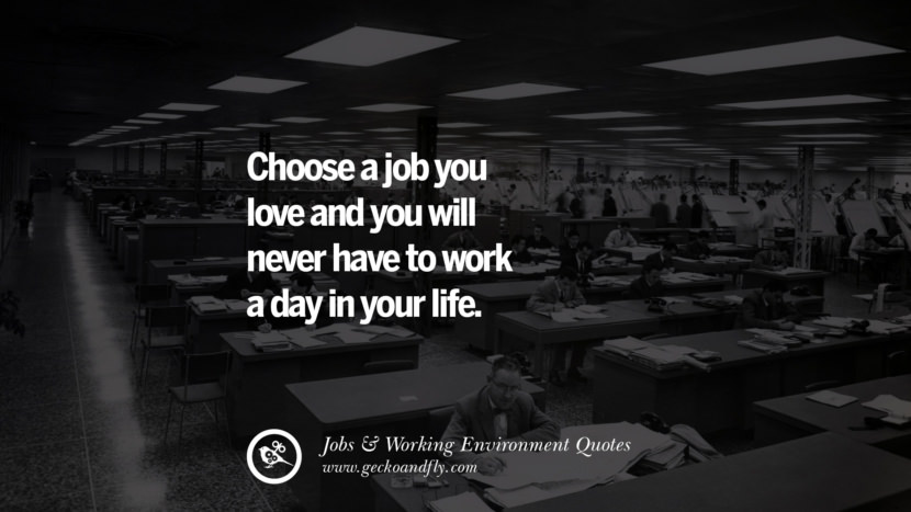 Choose a job you love and you will never have to work a day in your life.