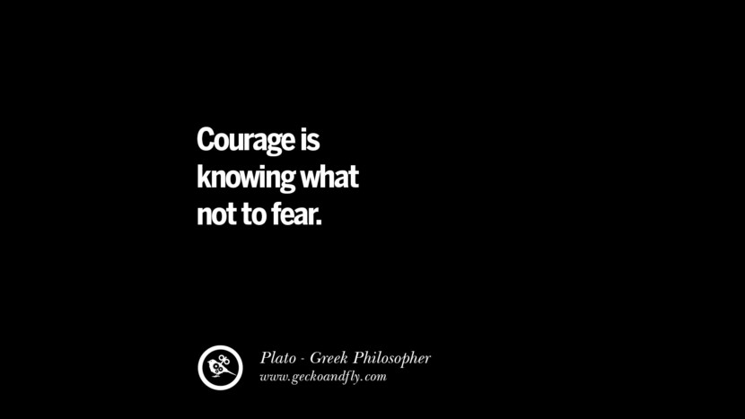 Courage is knowing what not to fear. Quote by Plato