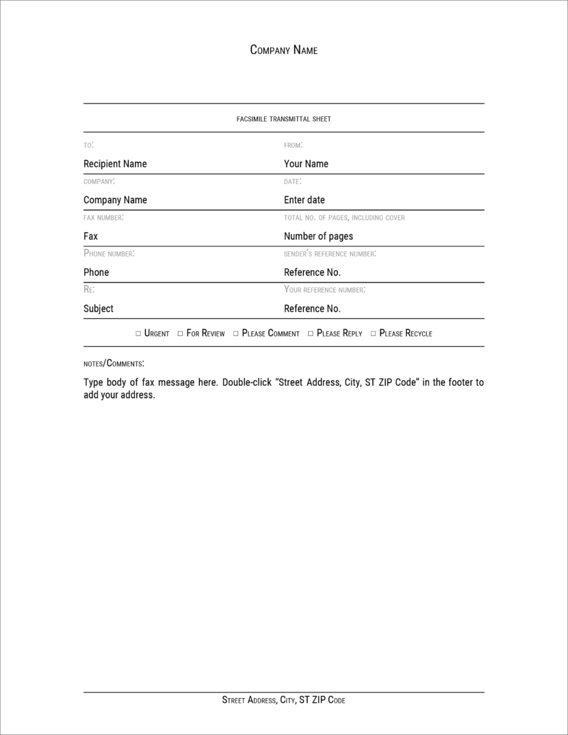 printable blank microsoft word fax cover sheet fax templates