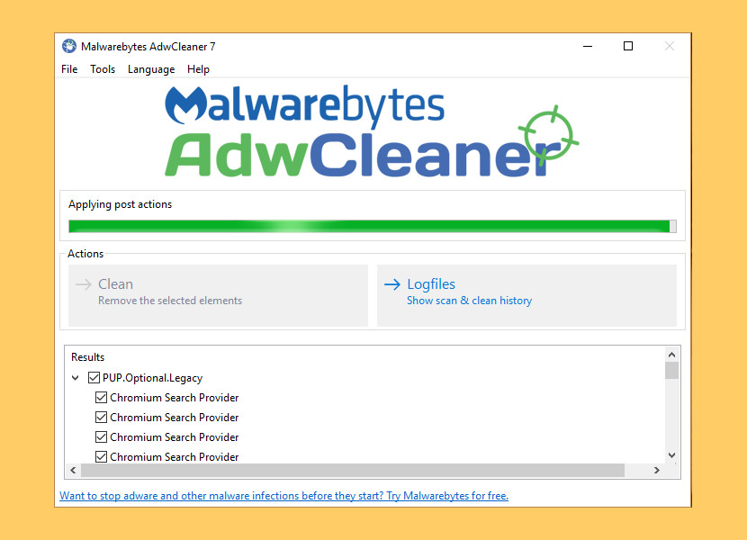 delete malwarebytes adware cleaner