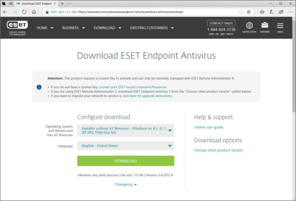 eset endpoint antivirus update failed