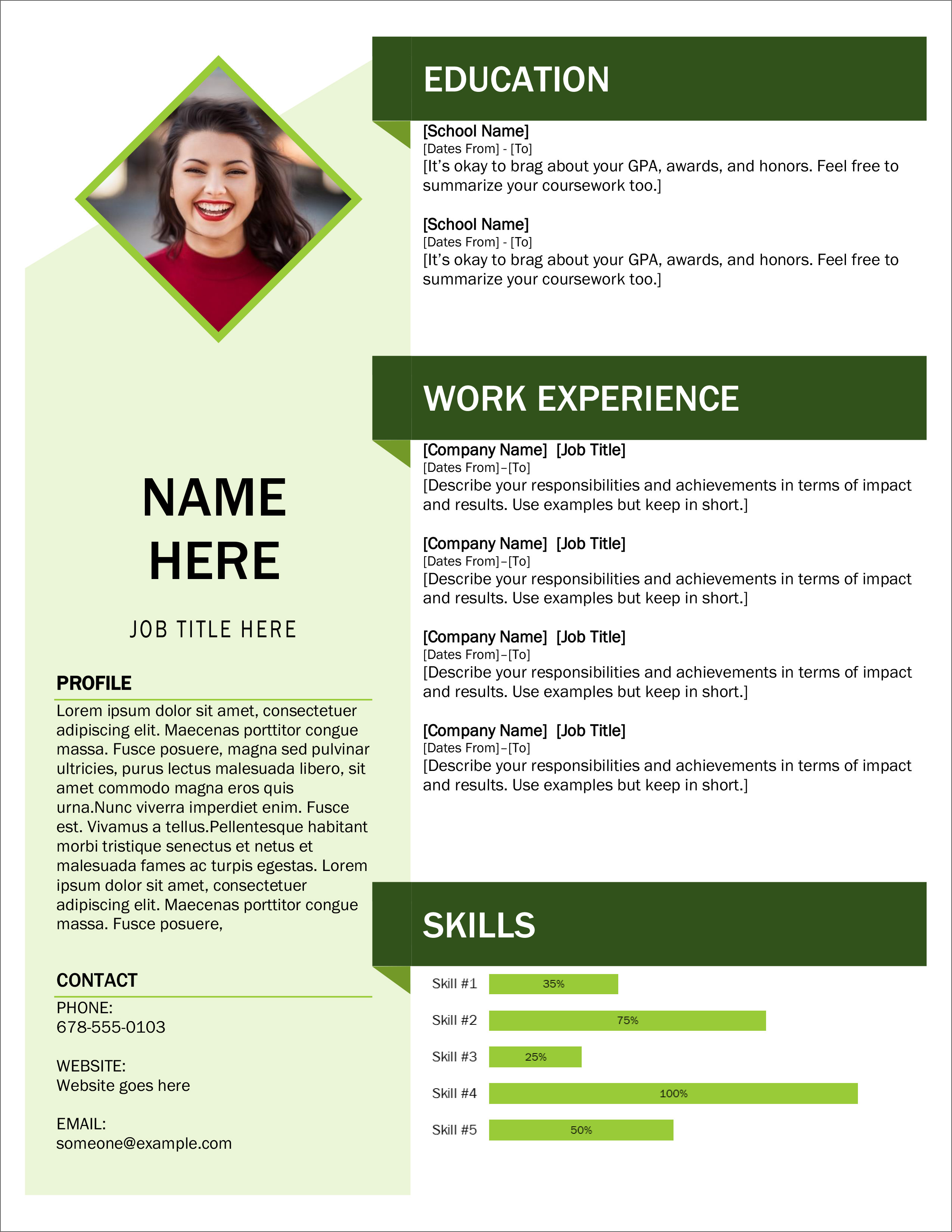resume template free downloadable pdf