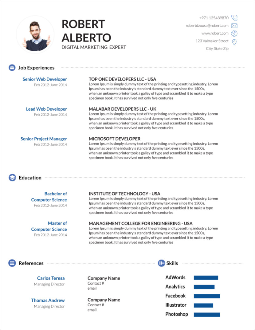 createive resume template free download word