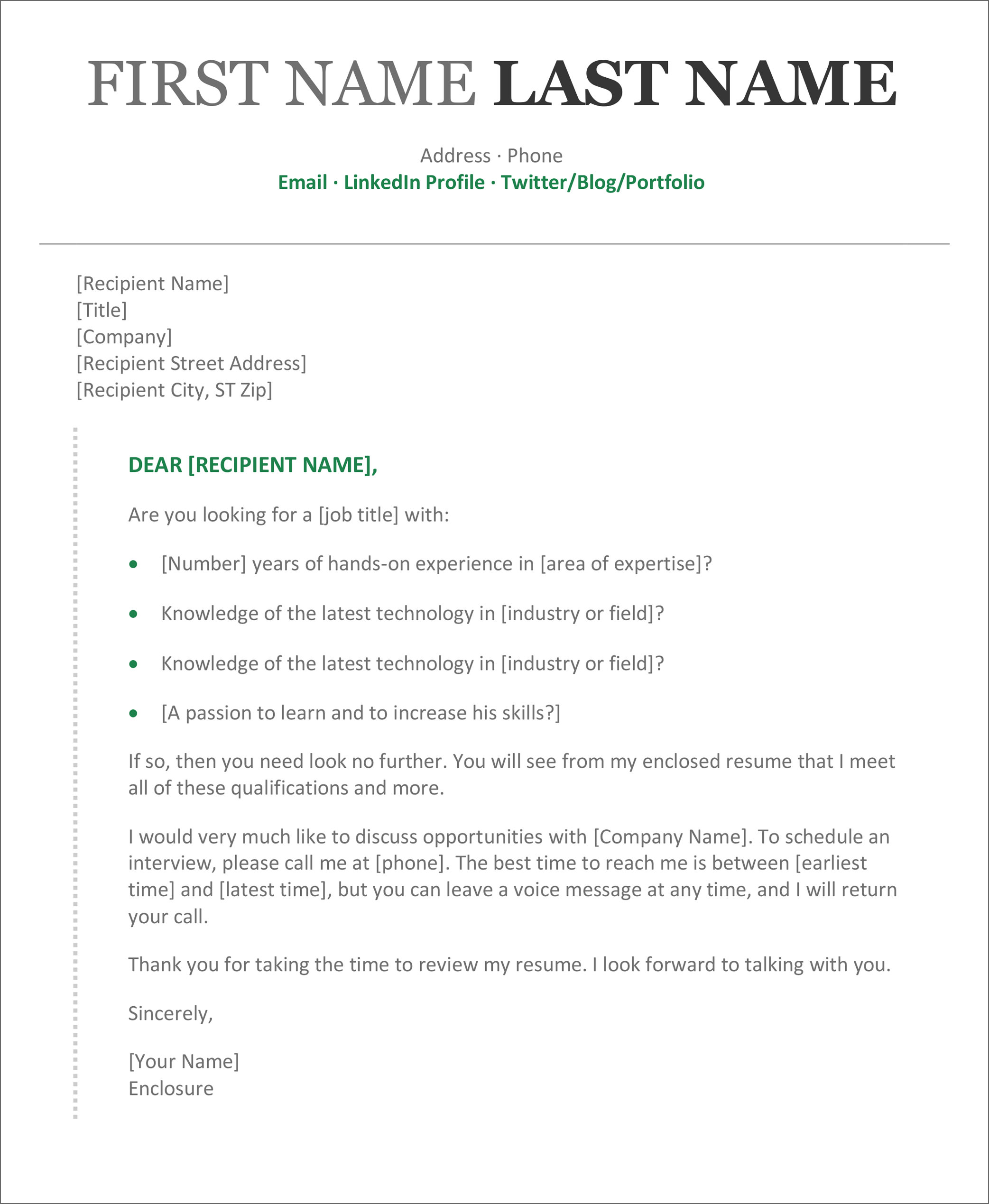 cover letter templates word free download