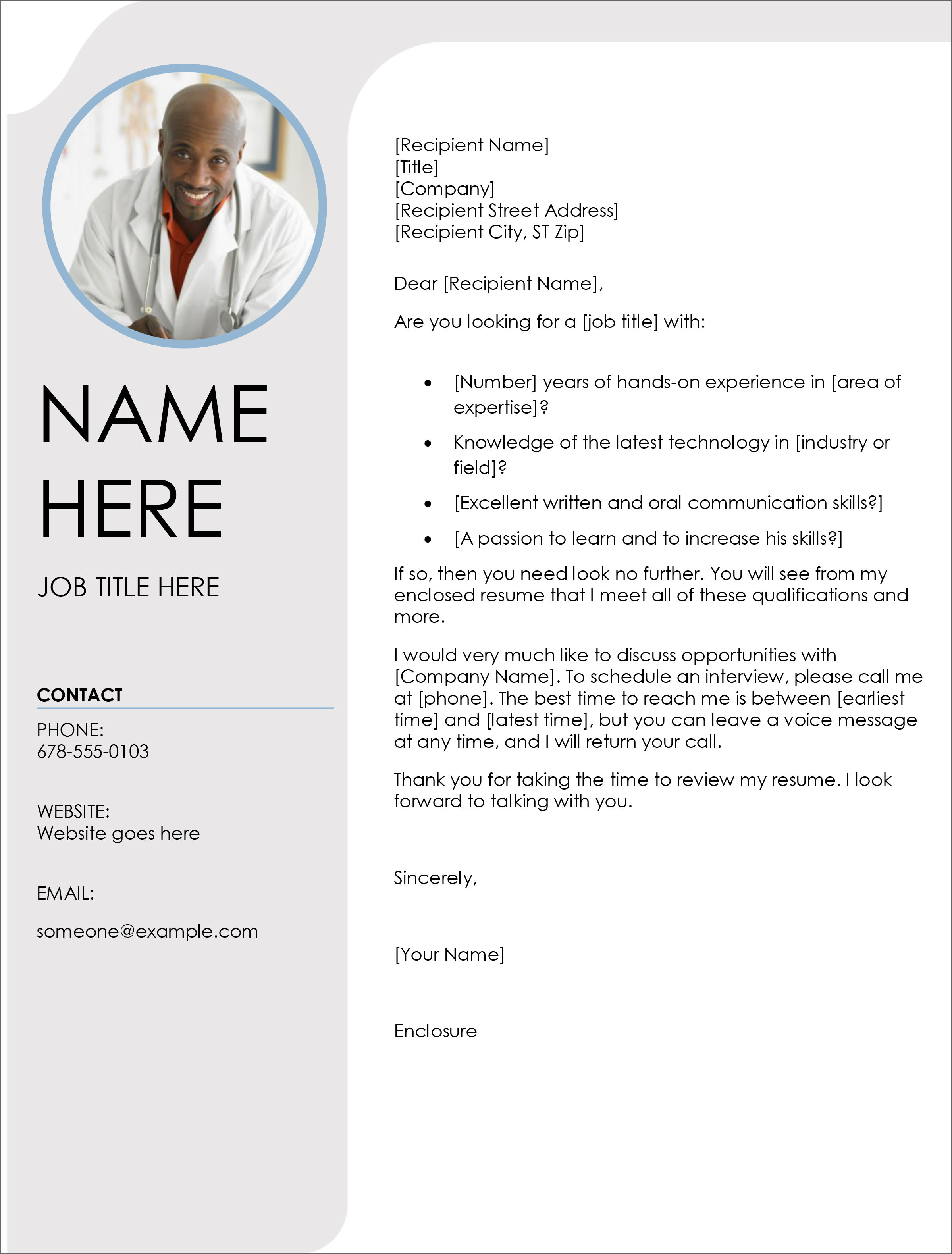 cover letter template for microsoft word
