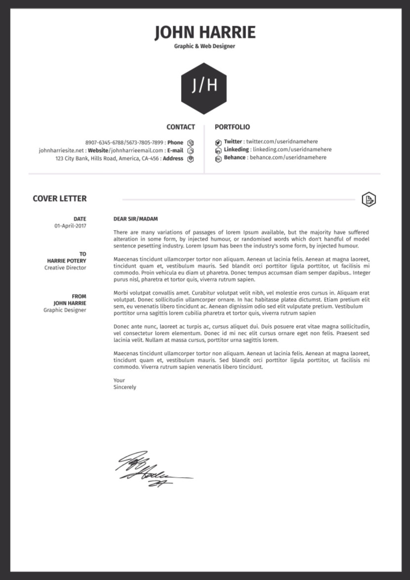 Cover Letter Templates Free Download