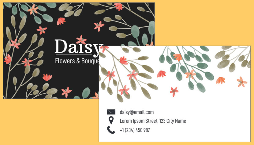 Screenshot of blank Flower Bouquet Business Card Template
