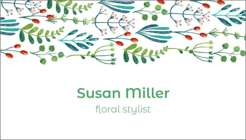 Screenshot of blank Watercolor Floral Business Card Template