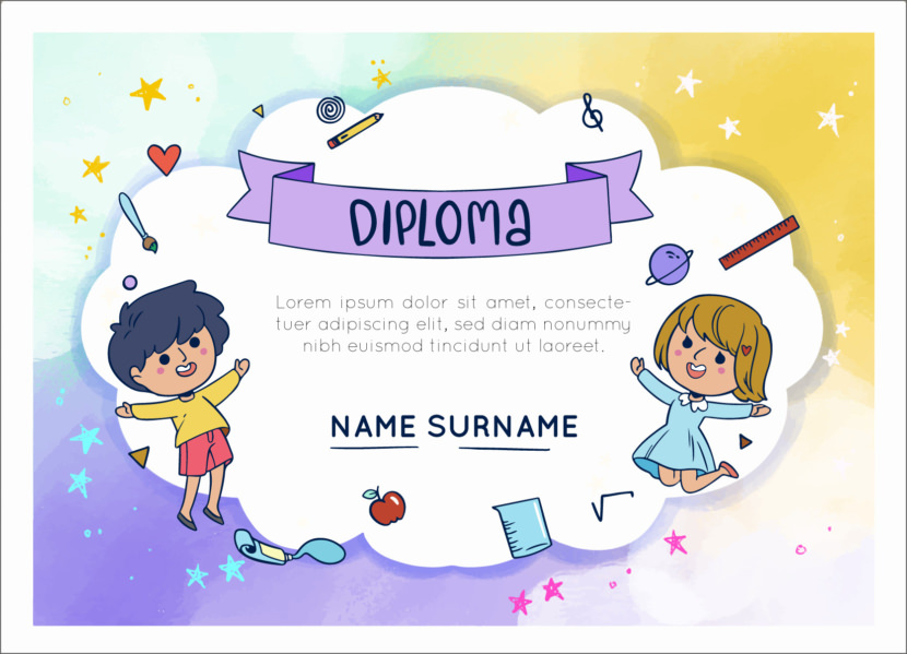 Screenshot of blank kindergarten certificate template