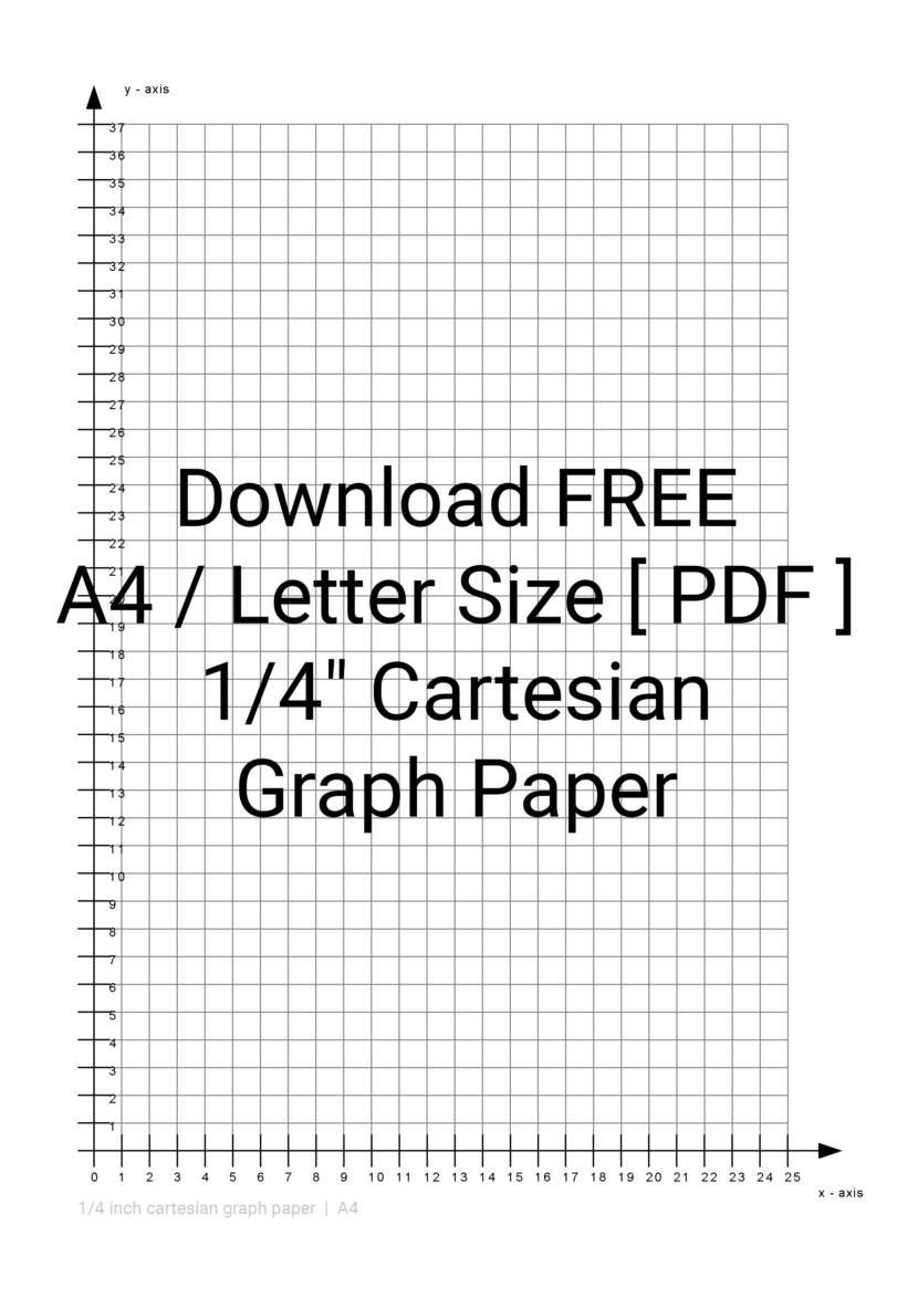 Printable 1/4 Inch Cartesian Graph Paper Template in A4 and Letter size
