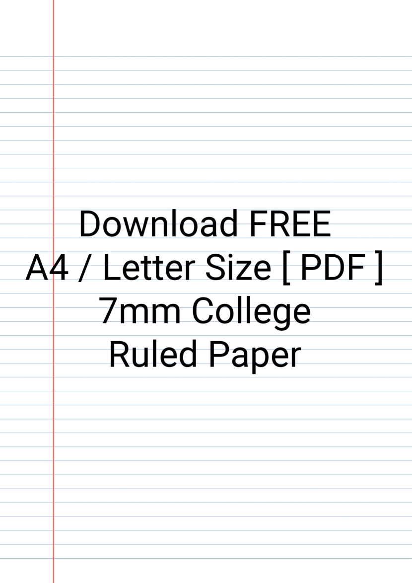 Printable 7mm College Ruled Paper Template in A4 and Letter size